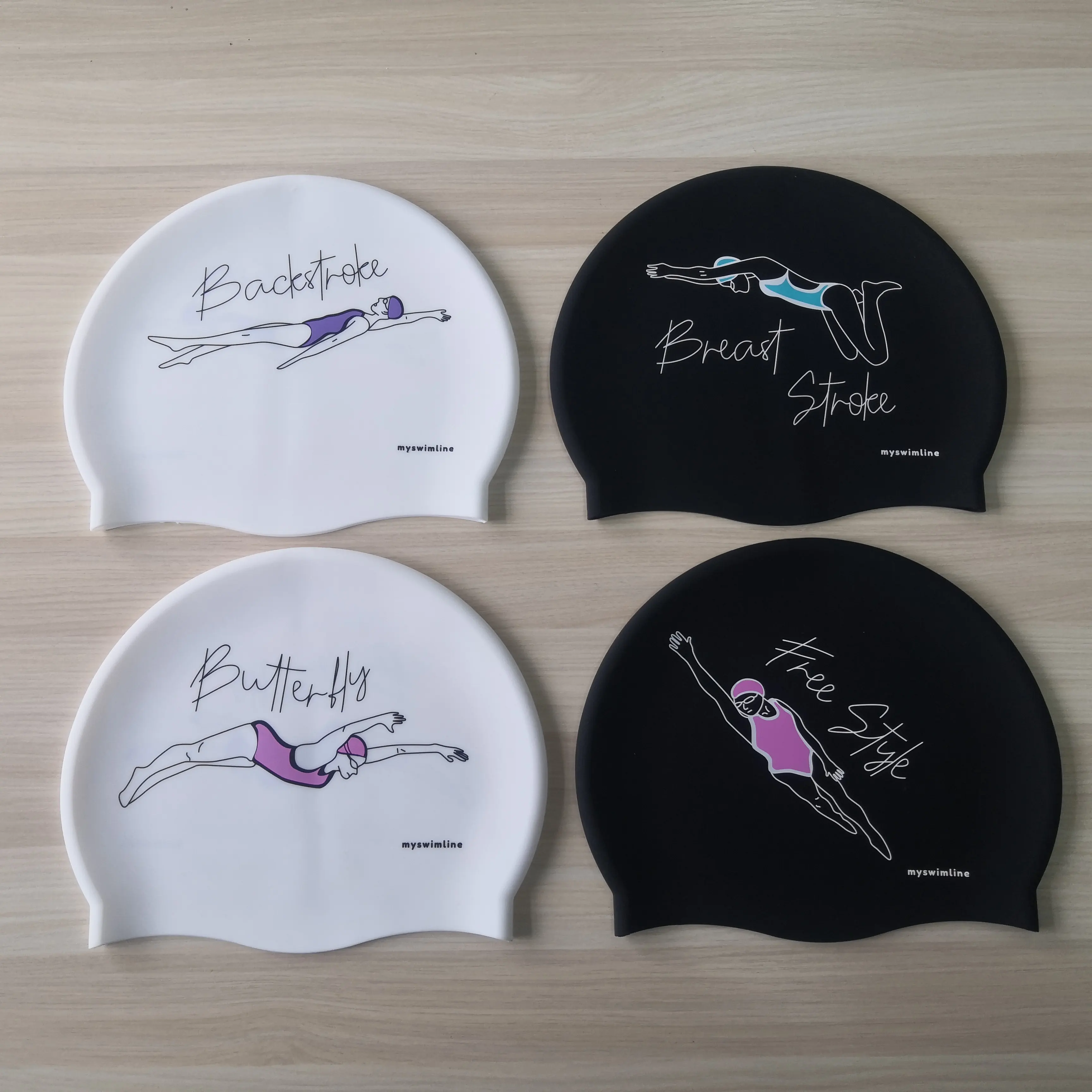 Flexible Unisex Silicone swimming caps for Women, Men and Teens -Triathlon Swimmers and Athletes.