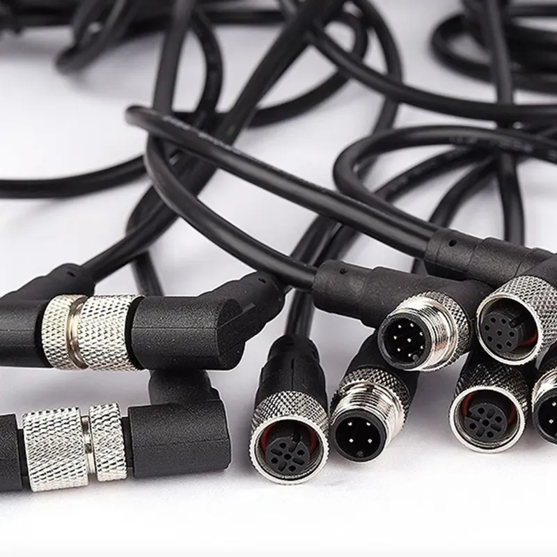 Xiangfeng อุตสาหกรรม M8 M12 สายไฟชายหญิง 3 4 5 6 8 12 Pin วงกลมกันน้ํา M12 Connector