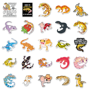 50 autocollants mignons de gecko léopard, autocollants en vinyle de lézard de dessin animé <span class=keywords><strong>Kawaii</strong></span> pour ordinateur portable et bouteille d'eau, autocollants esthétiques pour animaux de compagnie sans répétition - Product Image 4