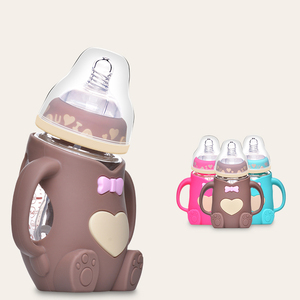 Diseño de cartón bebé Anti-Colic de alimentación de vidrio de botella de leche con soporte de silicona protectora de manga - Product Image 4