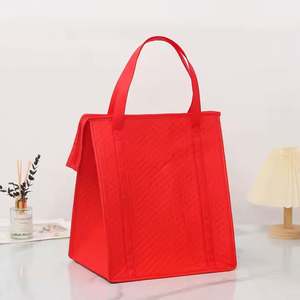 Custom Portable RED Blank Non Woven <b>Insulated</b> Lunch <b>Bags</b> for Food Reusable Thermal Insulation Tote Keep Warm <b>Cooler</b> Handbag - Product Image 1