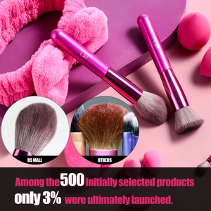 Ensemble de pinceaux de maquillage rouge BS-MALL pour femmes et filles, ensemble d'outils faciaux, bandeau de <span class=keywords><strong>spa</strong></span>, poudre douce, éponge de maquillage, pinceaux cosmétiques - Product Image 5
