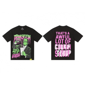 T-shirt pour homme de haute qualité, personnalisé en usine, style streetwear américain, imprimé surdimensionné « Cough Syrup Too Much » - Product Image 1