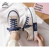 Baskets en toile blanches pour femmes, chaussures de marche, Tennis, décontractées, personnalisées, tendance 2021
