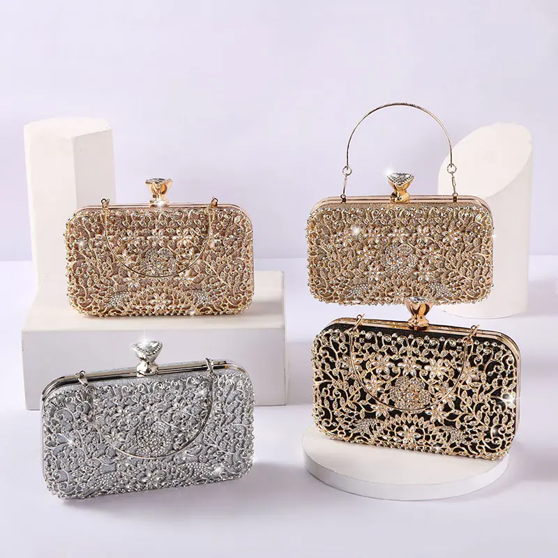 Golden Clutch Bag Evening Handbag Purse Sparkly Rhinestone Purses Diamante Luxury Evening Bags