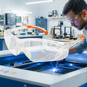 Lunettes de sécurité laser PPE, polycarbonate, verre monobloc, protection industrielle, sans monture, branches en TPR, conformes aux normes ANSI Z87.1, CE EN166 - Product Image 1
