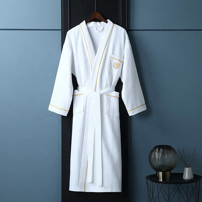 OEM Chinese Factory Long Sleeve Bath Robe 3 Color Kimono in Salon Cotton Hotel Nightgown for Male