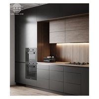 Apartemen dapur semua dalam satu led lampu lemari dapur abu-abu modern dipasang lemari dapur set kabinet rta Kustom furnitur