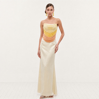 Robe de soirée sexy sans bretelles pour femme, à franges dégradées, en satin lisse et brillant, pour banquet, fête, occasion formelle, Vestido