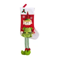 Chaussettes de Noël de qualité supérieure pour garçons et filles, en forme d'elfe, rayées, 3D, avec longues jambes, pour décorations suspendues et cadeaux