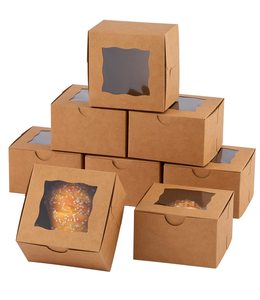 Cajas de Papel para Galletas con Ventana, Cajas de Panadería para Alimentos, 4x4x2.5 Pulgadas, Mini Cajas para Pasteles, Cupcakes, Postres, Donas, Dulces - Product Image 1