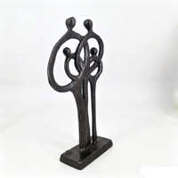 Ensemble de figurines familiales abstraites en cuivre antique, sculptures creuses en forme de cœur d'arbre généalogique, décorations modernes pour la maison, accents décoratifs de bureau