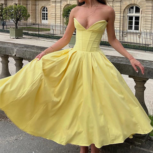 RedPeony <span class=keywords><strong>abbigliamento</strong></span> donna 2024 Sexy abito corsetto senza spalline Midi festa di <span class=keywords><strong>natale</strong></span> nero elegante abito per eventi nuziali - Product Image 3