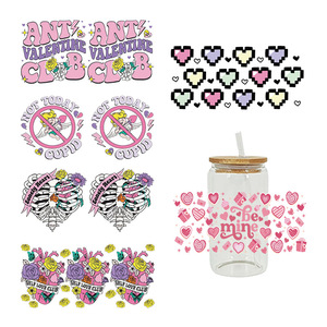 Autocollants UV DTF pour tasses, motifs 'Anti-Valentine <span class=keywords><strong>Babe</strong></span>', 'Crazy Love Club', et 'Spiritual', vente en gros - Product Image 1