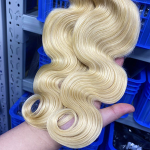 Paquetes de Cabello Humano Virgen Remy Vietnamita al <span class=keywords><strong>por</strong></span> Mayor # Extensiones de Cabello Rubio Platino 613, Ondulado, de 18-26 Pulgadas, Super Double Drawn, Tejidas a Mano, Individuales - Product Image 5