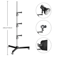 Support d'éclairage en alliage d'aluminium SH 63cm-190cm avec vis 1/4 3/8 et roues, trépied pliable pour flash de studio, lumière LED COB