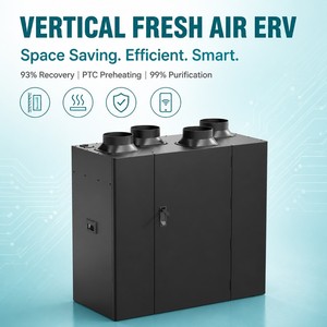Ventilateur <span class=keywords><strong>de</strong></span> récupération d'énergie vertical ERV pour toute la maison, air frais, préchauffage PTC, filtre lavable, durée <span class=keywords><strong>de</strong></span> vie 5-10 ans, distributeur - Product Image 1