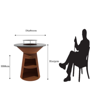 Foyer Extérieur Barbecue Plancha en Acier Corten avec Rangement Bois de Chauffage - Product Image 3