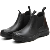Bottes de sécurité en cuir élégantes pour la construction, chaussures de protection de qualité supérieure avec embout en acier sans lacets et semelle en caoutchouc