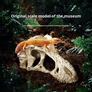 Caverna del nascondiglio del cranio del dinosauro con la piattaforma crogiolante per gechi e serpenti - Product Image 3