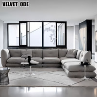 Ensemble de canapés modulaires rectangulaires en tissu capitonné de luxe, convertible, avec éponge haute densité, canapé nuage