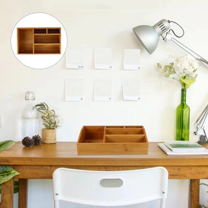 Bamboo Desktop Storage Box Multi Compartment Organizer For Cosmetics Jewelry Eco Friendly Natural Wood - Product Image 3