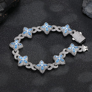 Hip-Hop Rap Infinity Kleeblatt Armband 5A Zirkon Bunt Elektroplattiert Unisex Schmuck für den grenzüberschreitenden Handel - Product Image 3