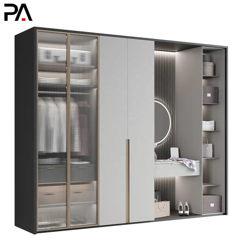 خزانة أثاث PA تصاميم التخزين المفصلي خزانة الملابس المجهزة الحديثة