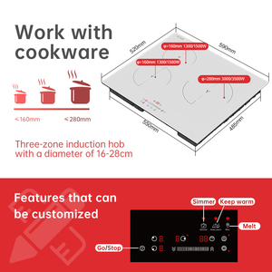 Table de cuisson à <span class=keywords><strong>induction</strong></span> électrique encastrable 7000W, 3 brûleurs, écran tactile, couleur <span class=keywords><strong>blanche</strong></span>, qualité supérieure, prix bas, durable, pour usage domestique - Product Image 3
