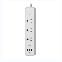 Multiprise universelle Veban 3 ou 4 voies avec 3 ports USB et 3 prises CA 110~250V, câble en plastique de 3m