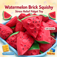 Jouet Squishy en Gros Pastèque Simulée Effet Craquant avec Blocs de Construction, Jouet Anti-Stress à Rebond Lent avec Son de Craquement