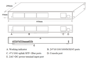 Switch Ethernet industriel géré 24 ports Gigabit RJ45 avec 4 ports SFP+ 1/10G Uplink Fibre PoE pour réseau - Product Image 1