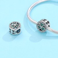 Vente en gros Plata Charm S925 Argent Trèfle à quatre feuilles Coccinelle Pendentif Perles Charms pour Bracelet Collier DIY Cadeau Accessoires