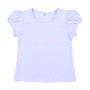 Maglietta Estiva per Bambina in 100% Cotone Pettinato, Manica Corta, Tinta Unita con Volant - Product Image 6