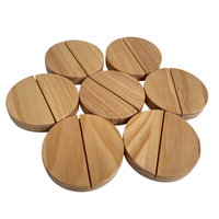 Soporte Redondo de Madera para Tarjetas, Porta Menús de Madera para Exhibición de Números de Mesa en Bodas