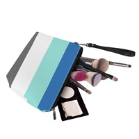 Trousse de Maquillage Personnalisée en Cuir PU Effet Espace Thème Arc-en-ciel Gay Fraysexual avec Dragonne pour Voyage d'Affaires, Rangement Cosmétique Domestique