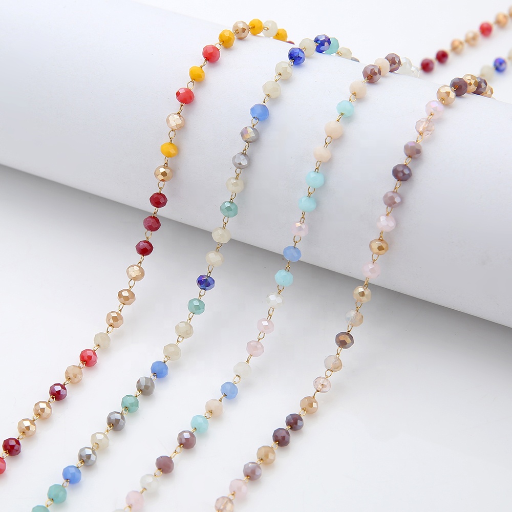 Colorful Glass Beads Chains DIY Jewelry Making Necklace Findings Bracelets Accessories Anklet Supplies