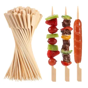100% Natural Disposable Bamboo Barbecue Free Sample Bbq Sticks Wooden Skewers For Disposable Wooden Sticks