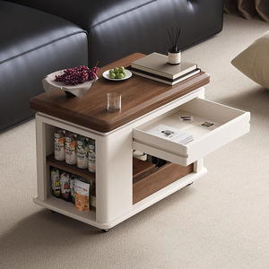 Table basse en bois moderne, durable et écologique avec rangement, ensemble de tables d'appoint pour salon, mobilier de maison - Product Image 2