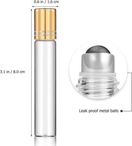 Flacon de parfum en verre transparent de 5 ml, 8 ml, 10 ml, flacon à bille doré, flacons à bille pour huiles essentielles, produits en vente chaude - Product Image 1
