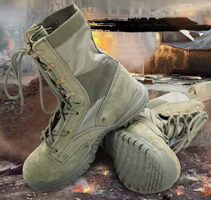 Bottes de jungle TSB1102 vert olive, légères, en cuir de vachette suédé, couleur vert herbe frais de printemps - Product Image 6