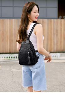 Luxury <strong>Leather</strong> Backpacks for <strong>Women</strong> - <strong>Black</strong> Vintage Sac a Dos, Casual Daypack for Girls Mochila <strong>Rucksack</strong> - Product Image 2