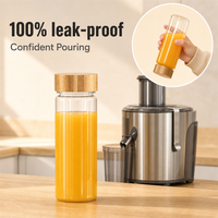 Bouteille de boisson réutilisable de 500 ml en Tritan transparent avec couvercle en bambou et large ouverture pour jus, lait et fêtes estivales à la piscine