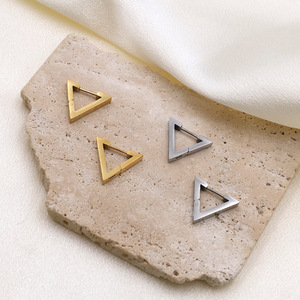 Geometric Huggie Earrings Stainless Steel Square Hoop Minimalist Jewelry For Women Fashion Stud Earrings 2024 Trendy Design - Product Image 3