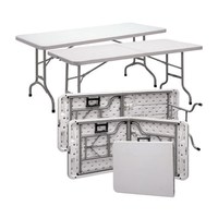 Mobilier d'extérieur portable 6ft blanc rectangulaire en plastique pliable Banquet restauration barbecue Camping pique-nique Table pliante