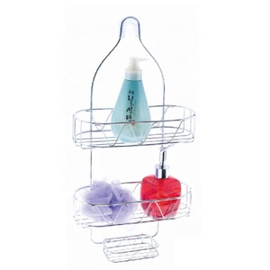 FIRST HORSE All-in-one Chrome Plated Hanging Shower Organizer 2 Tiers Hollow Grid Design <strong>Bath</strong> Shower <strong>Shelf</strong> - Product Image 1