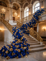 Chemin de table artificiel haut de gamme moderne de qualité supérieure, violet et orange, avec roses et œillets, pour la décoration de table de mariage et de fête