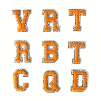 Patch chenille paillettes dorées fer sur patchs lettres Orange livraison le lendemain A-Z lettre en stock
