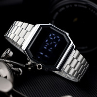Montres de sport numériques LED vintage colorées SWS Dazzle pour femmes, montres-bracelets carrées étanches en acier inoxydable pour hommes