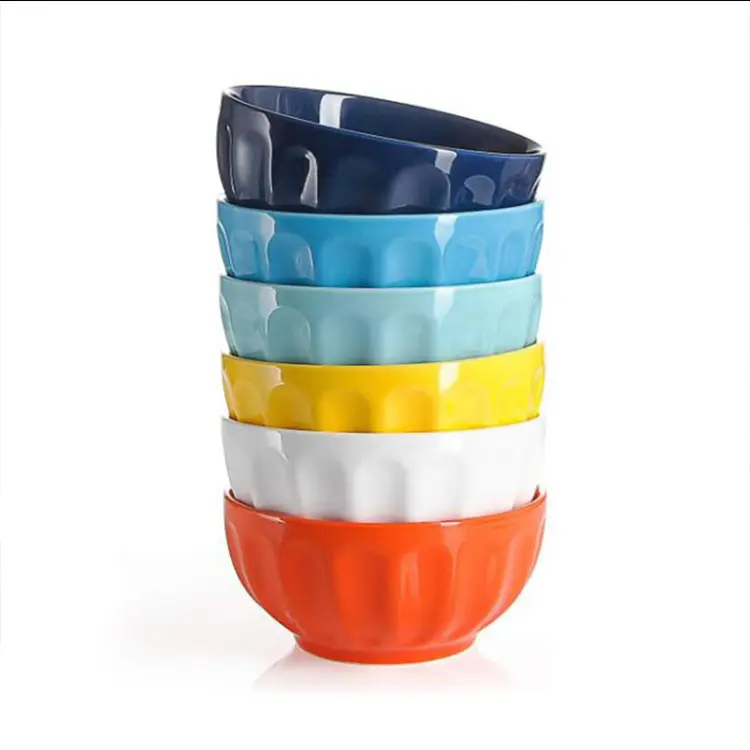 Various Color fashion pumpkin shaped embossed ceramic porcelain bowl for promotional